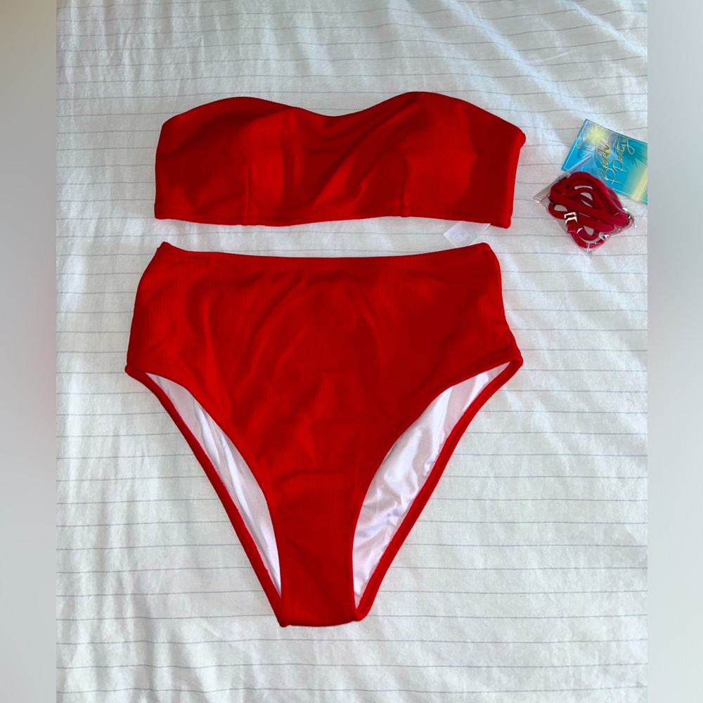 Brand new high waisted bathing suit. Size large. With tags.